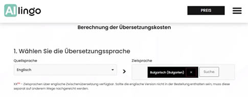 Wählen Sie die Ausgangs- und Zielsprache