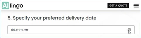 Specify delivery date